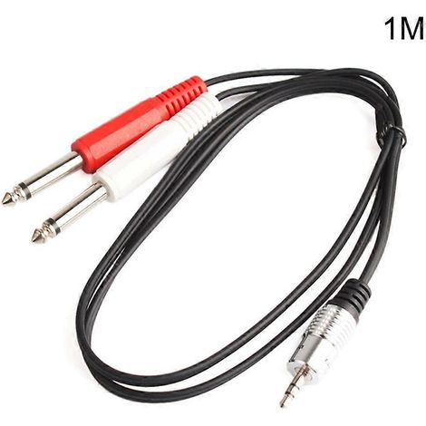 Câble adaptateur mâle 3,5 mm vers 2 x 6,35 mm mâle  câble mono TRS 3,5 mm vers 6,35 mm (1/5)