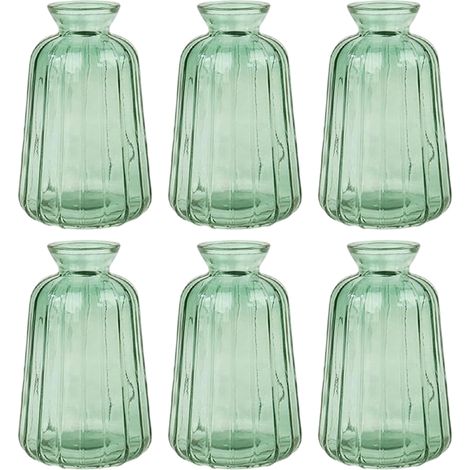 Vasos De Flores - Vidrio Transparente - 11 X 6,5 Cm - Para Decoración De Mesa - Boda Y Fiesta - Set De 6 Unidades (1/5)