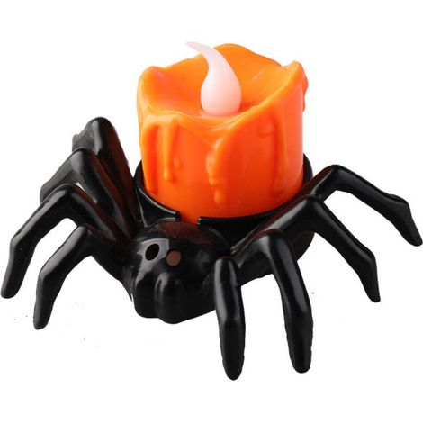 2 bougies LED citrouille Halloween, décoration nocturne avec effet flamme vacillante, sans flamme, pour intérieur et extérieur (1/5)