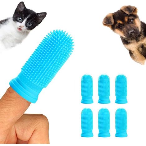 Set mit 6 Hundezahnbürsten, 360°-Fingerzahnbürsten für Katzen, Silikon-Zahnbürsten-Reinigungsset für Hunde, Welpen, Katzen und Kleintiere (1/5)