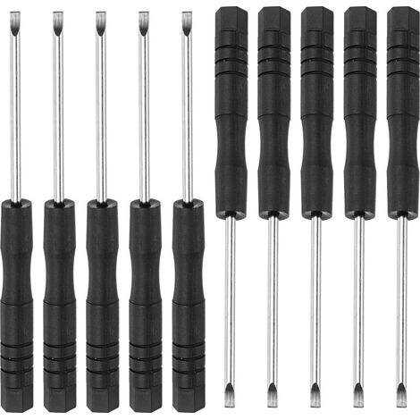 Lot de 10 mini tournevis plats 2 mm à tête plate 82 mm de long (1/5)