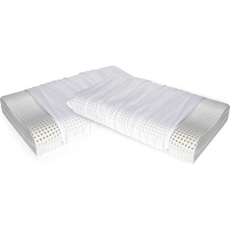 Talamo Italia Talamo Italia Set mit 4 Kissen fà¼r das Bett, 100% Made in Italy, Orthozervikales Kissen mit abnehmbarem Bezug aus perforiertem Memory-Schaum, hypoallergen und atmungsaktiv, 70x41xh11,5 