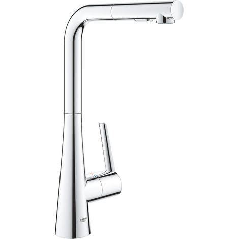Grohe – Mitigeur monocommande évier 32553002 – Douchette extractible 2 jets – Bec pivotant 360° – Installation rapide sans outil – Finition chrome durable (1/10)