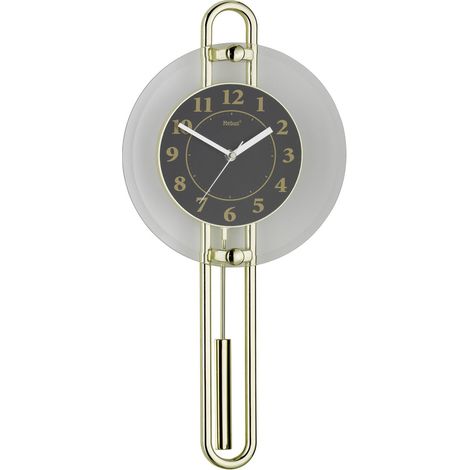 [NEUWERTIG] B-Ware Mebus 14813 Quarz Wanduhr 26 Cm X 54.5 Cm Analog Pendeluhr Gold Schwarz Silber