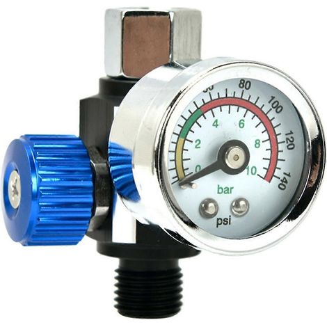 Luftkompressor-Reglerventil mit Manometer, blau