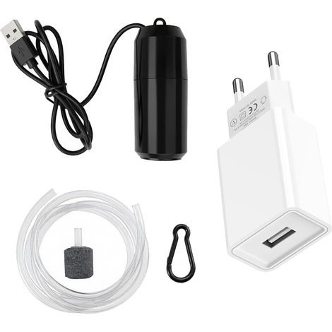 Pompa ad aria portatile USB per acquario con pietra porosa – Mini pompa silenziosa ed economica, facile da installare, ideale per acquari d'acqua dolce e salata, pesca, vasche per pesci vivi e acquari (1/5)