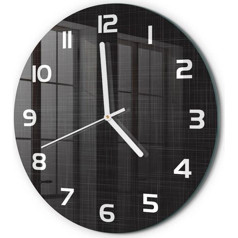 Horloge Murale Ronde Décoration Maison Classique Verre Trempé Silencieuse Texture de lin fi 30 cm (1/5)