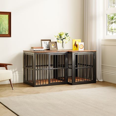 Mueble jaula para perro de 3 puertas con tablero impermeable 68,4 x 53 x 61 cm (1/5)