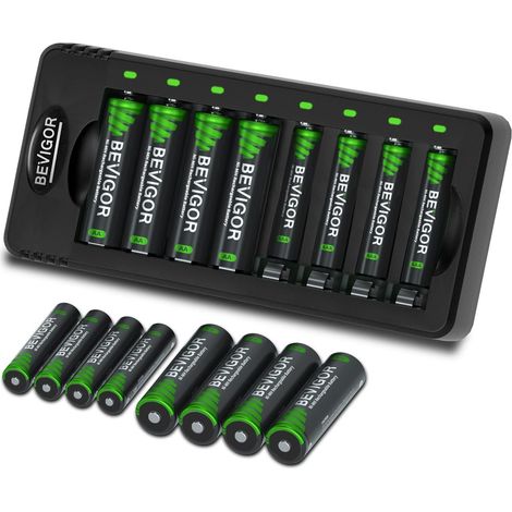 Kit 8 Piles AA avec 8 Piles AAA NiMH Rechargeables avec Chargeur, Charge Rapide (1/5)