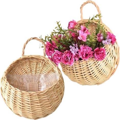 Paniers suspendus pour plantes d'extérieur - Lot de 2 paniers muraux avec membrane imperméable, idéaux pour ranger et organiser vos plantes d'intérieur et d'extérieur. Couleur : marron. (1/5)