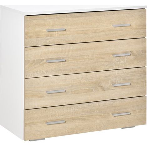 Commode de rangement LEON bois et blanc (1/5)