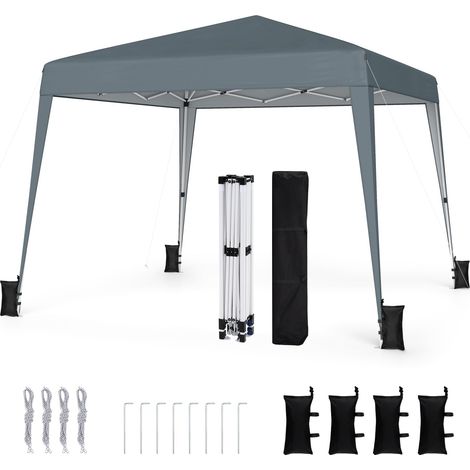 COSTWAY Gazebo 3X3 Esterno Giardino Terrazzo Campeggio Mercatini Fiere Spiaggia Tetto Grande Telo Tessuto Oxford Robusto Resistente Raggi Sole Vento Pieghevol (1/5)