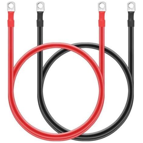 Lot de 2 câbles de batterie en cuivre pur 5 AWG avec cosses de 10 mm (3/8\") pour l'automobile (1/5)