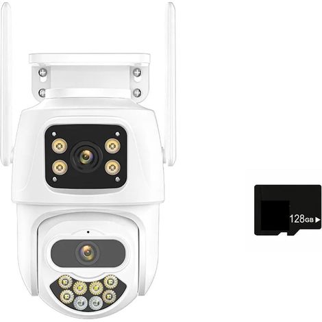 Caméra de sécurité à Domicile 4K 9MP caméra IP Trois objectifs 8X Zoom caméra PTZ extérieure 6MP HD AI Suivi Automatique caméra de sécurité P2P CCTV Surveillance(6MP Camera Add 128G) (1/5)