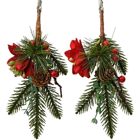 Ramo decorativo color verde per decorazioni e composizioni di fiori h 23 cm, 2 pezzi