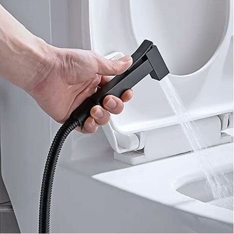 WC-Bidet-Sprühgerät-Set, Handbrause aus schwarzem Messing, Wand-WC-Bidet-Sprühgerät, Komplettset für Badreinigung, Körperpflege, G1/2 (1/3)