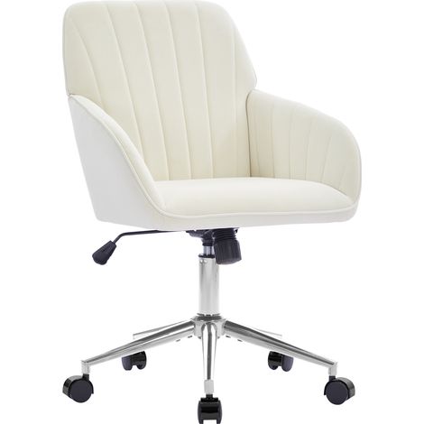 Chaise de Bureau - BRILLSTEN - fauteuil pivotant ergonomique avec dossier - Hauteur Réglable - Blanc (1/5)