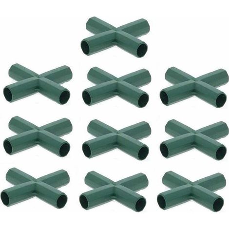 Lot de 10 Connecteurs De Cadre De Serre pour cadre de jardin, cages Ă fruits, clĂ´tures, cadre de serre, connecteurs (16mm,Plat / 4 trous) (1/4)