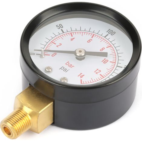 0-200psi 0-14bar Pressure Gauge Manometer for Water Air Oil Dial Instrument Base Entry NPT 1/8" (1/5)