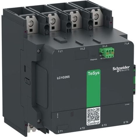 Contacteur TeSys LC1G 330A 440V 4P AC3 Standard 100-250V AC-DC bobine - LC1G3304KUEN