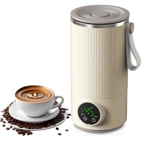 Bouilloire de voyage - Bouilloire électrique USB - Portable 400 ml - Acier inoxydable - Batterie rechargeable incluse - Idéale pour le camping - Argent (1/5)