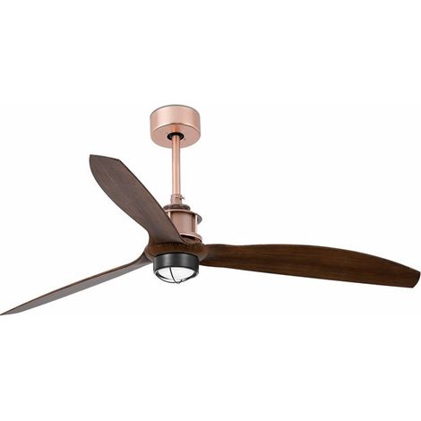 Faro JUST - Ventilador de techo LED de cobre, madera con motor de CC, 3000K (1/4)