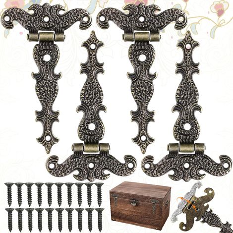 JSSEVN - Pieces Retro Hinge, Decorative Bronze Retro Hinges with Mounting Screws, Suitable for Decoration Repair (4.45  2.72 Inches) (1/5)