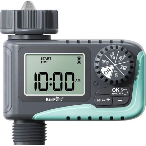 Minuterie d'arrosage, minuterie d'arrosage programmable pour tuyau d'arrosage, minuterie de tuyau d'arrosage avec retard de pluie/arrosage manuel, système de minuterie d'irrigation numérique pour pelo