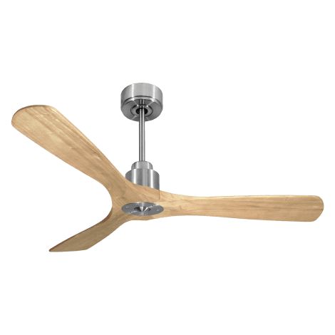 Tenerife  - Super destratificateur et ventilateur DC 132 cm  Chrome pales bois clair sans Lumière 25 à 35 m²