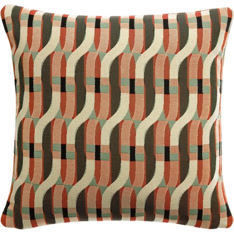 Coussin Décoratif Extérieur et Intérieur Tissage Jacquard Motif Graphique 45 x 45 cm - PANGIVO