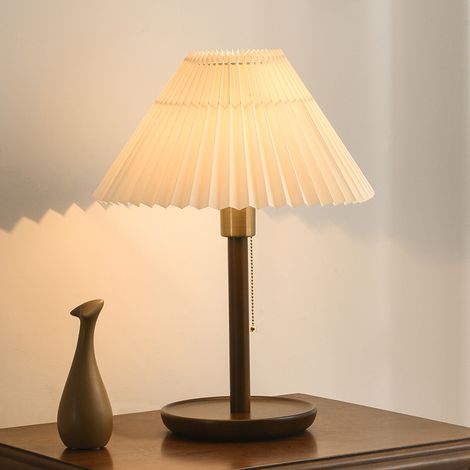 Lampe de table plissée, lampe de chevet vintage, lampe de bureau, lampe de table décorative avec ampoule, 3 températures de couleur