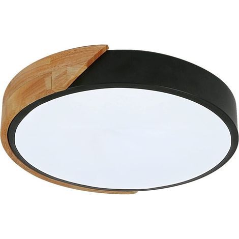 LED Ceiling Light, 24W Modern Round Wooden Ceiling Light, Cool White 6000K, Ø30CM, for Bedroom, Kitchen, Living Room, Balcony and Hallway
