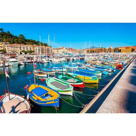 Tableau sur toile quai port de Nice 30x45 cm - Impression sur Toile Murale Décorative - Image imprimée en HD sur Toile - Toile sur Châssis en Bois FSC - Fabriqué en France (1/4)