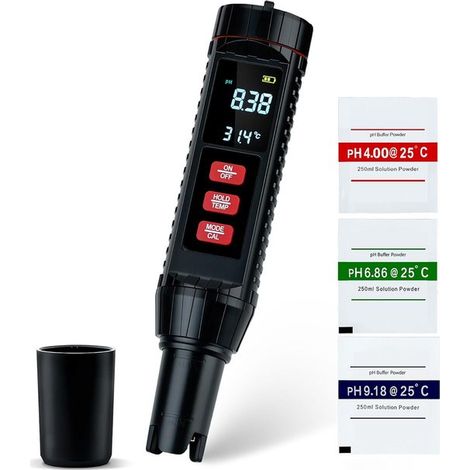 Medidor profesional de calidad del agua 7 en 1 para pH, TDS, EC, temperatura y salinidad para agua potable, piscinas y acuarios con función ATC. (1/5)