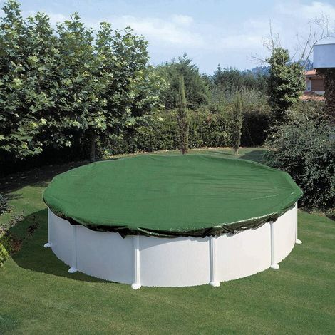 Bâche de protection piscine hors-sol ronde 350-360 cm – Couverture diamètre 450 cm – Ourlet renforcé avec œillets – Densité 94 g/m² – Planet Pool