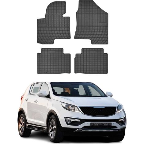 Tapis de Sol Toutes Saisons en Caoutchouc Compatible avec Kia Sportage 2010-2015 Revêtement de Sol pour Voiture - Intérieur antidérapant - Bords Hauts Noir (1/5)