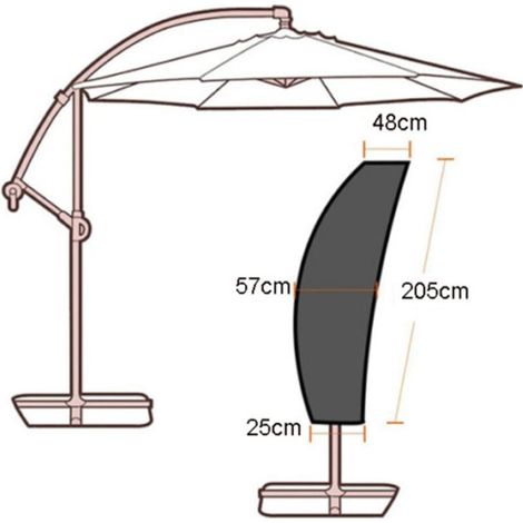 Parasol excentré Housse de protection Parasol Kurbelschirm pour Parasol 205 57cm