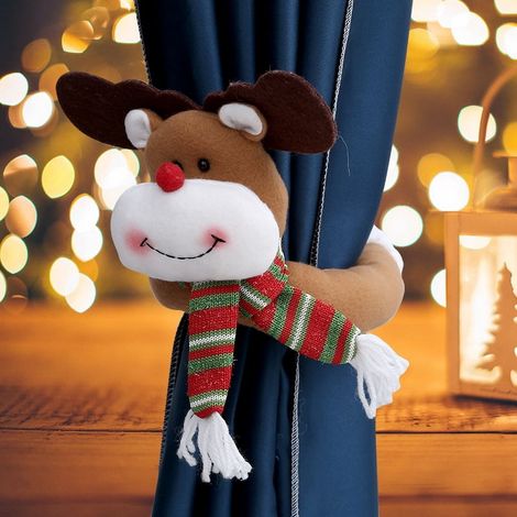 Attache De Rideau De Noël - Bonhomme De Neige Et Vieil Homme - Pour Décoration Intérieure Fête De Fin D Année - Lot De 2 (1/5)