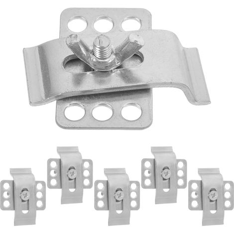 6 Piece Undermount Sink Fixing Clips - Silver Metal Brackets - Universal Clips for Washbasins Ceramic Kitchen Bathroom and Countertop (1/5)