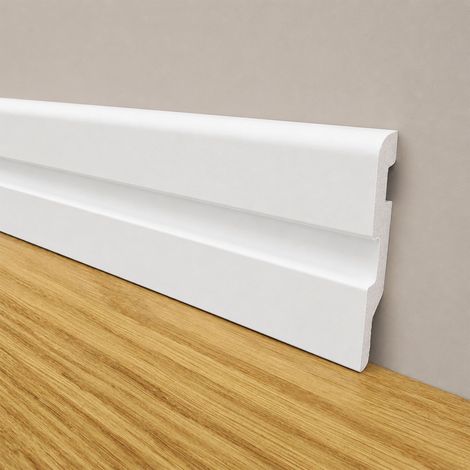 BATTISCOPA con incasso LED in FIBRA DI LEGNO col. BIANCO 80x15 Parquet, Laminati, SPC, LVT (prezzo al metro)