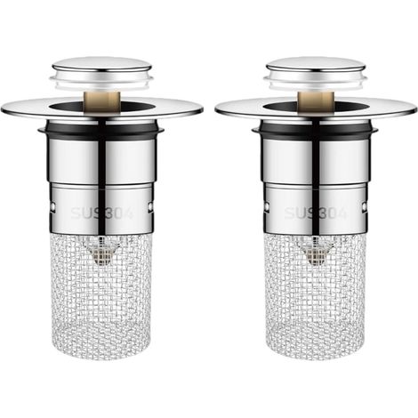 2 Pieces Bonde De Lavabo, Universel Pop Up Bonde De Lavabo, 34/40mm Bonde Lavabo Universel avec Filtre, Filtre Universel Pop-up pour Évier De Douche À Écoulement Rapide (1/5)