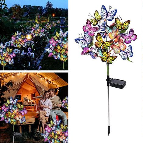 Schmetterlings-Solar-Blumenlichter, Gartenstecker, IP65 wasserdicht, solarbetrieben, für Wege und Terrassen, Einheitsgröße, 1 Stück