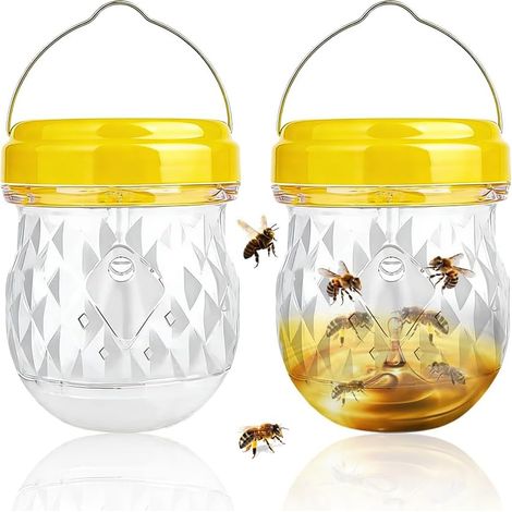 2 Pièces Pièges à Guêpes pour l'extérieur, Piege a Frelon Asiatique Exterieur Réutilisable, Piège à Abeilles à Suspendre Piege Vivant écologique pour Jardin, Balcon, Extérieur (1/5)