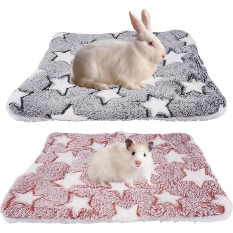 2 Pièces Lit en Peluche pour Petits Animaux,32 x 25 cm Hamster Tapis de Lits,Tapis de Couchage en Peluche pour Petit Animal,Lavable,Lit Cochon d'inde pour Petit Animal,Lapins,Cochon D'Inde,Écureuil (1/5)