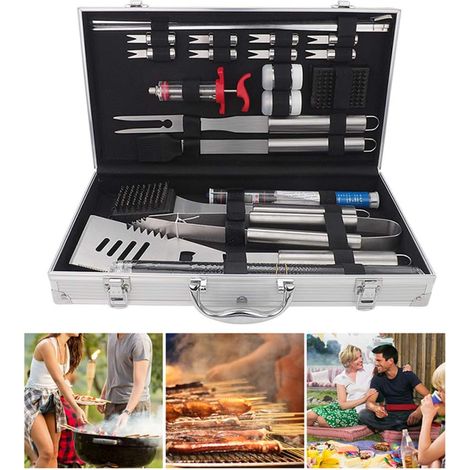 Ensemble Barbecue Kit avec Tapis De Barbecue, 23Pcs Barbecue Accessoire, Profession Complet Kit De Barbecue Plein Air Ustensiles pour Barbecue Ensemble pour Camping, Pique-Nique, Fête (1/5)