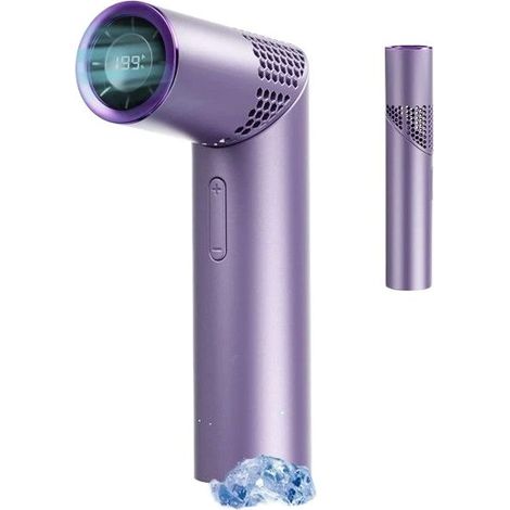Ventilateur turbo portable, 199 vitesses, batterie 3000 mAh, ventilateur de poche haute vitesse pour le camping et le bureau (violet). (1/5)