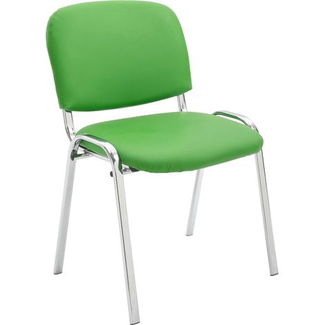 Silla de visita apilable para zona de espera en PVC verde, base de 4 patas en metal cromado 100003362