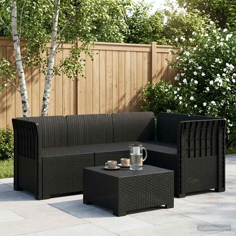vidaXL Divano da Giardino 4 Posti Aspetto Rattan PP Antracite (1/5)