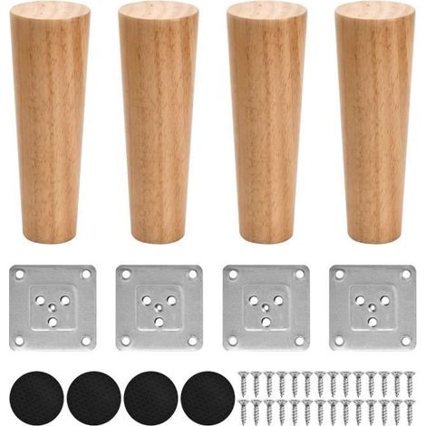 Set aus 4 Massivholz-Möbelbeinen, geeignet für Tische, TV-Schränke, Sofas, Couchtische usw., mit einem Durchmesser von 15 cm. (1/4)