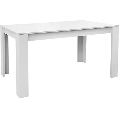 Pegane – Table de salle à manger blanche 141x81 cm – Panneaux de particules mélaminés – Pieds pré-assemblés – Fabrication espagnole